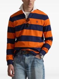 Polo Ralph Lauren point-collar Striped Polo Shirt Orange at Farfetch